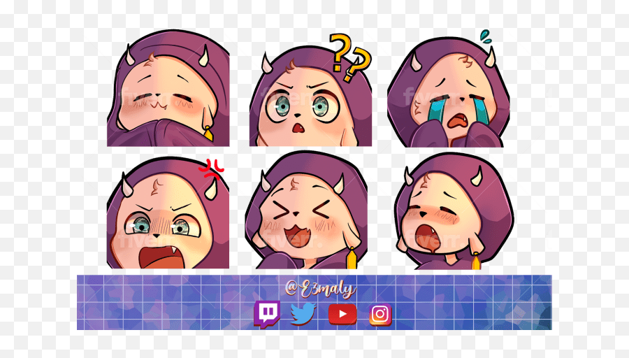 Custom Icons Emotes Chibis For Twitch Youtube By E3maly Emoji,All Anime Emoticons