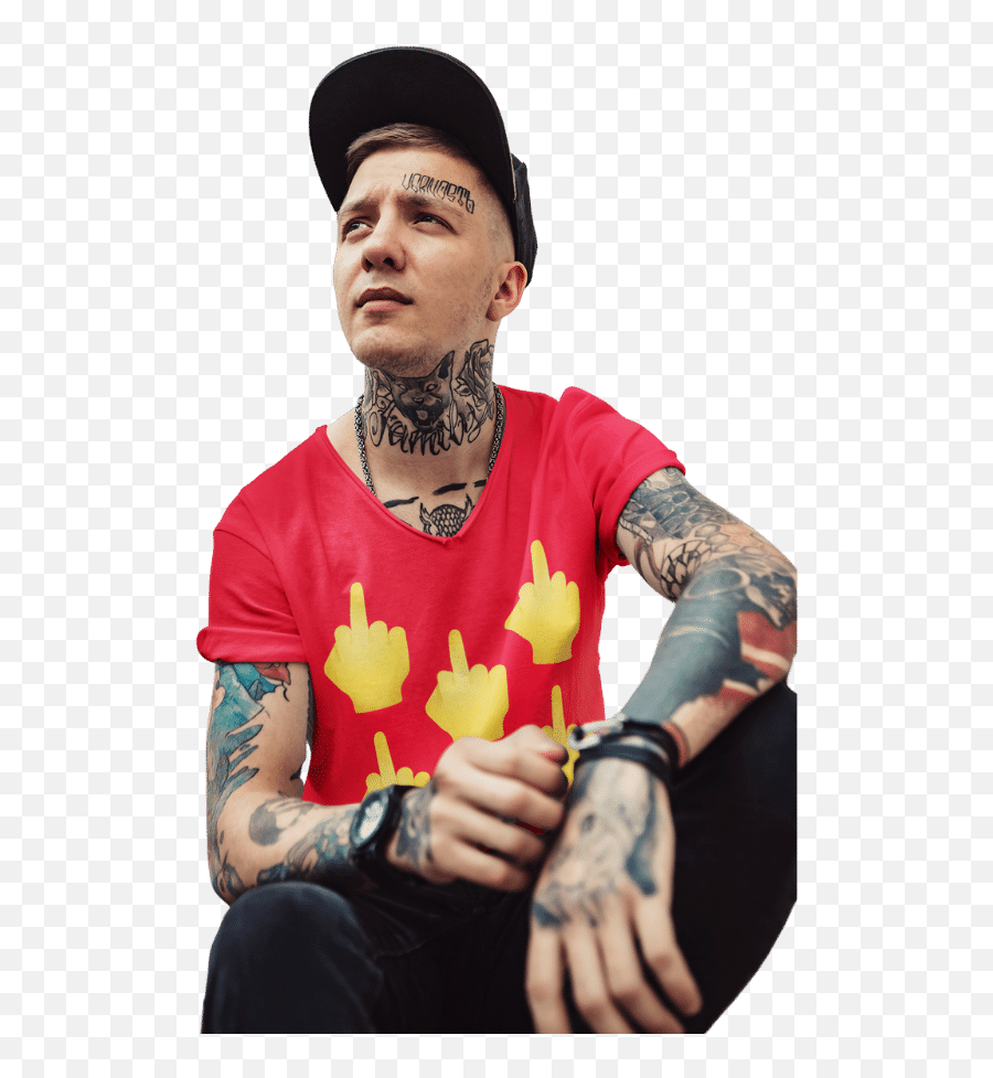 The 1 Middle Finger Candle - Flip The Bird With Fire Burn Tattooed Man In White T Shirt Emoji,Flipping Bird Emoji