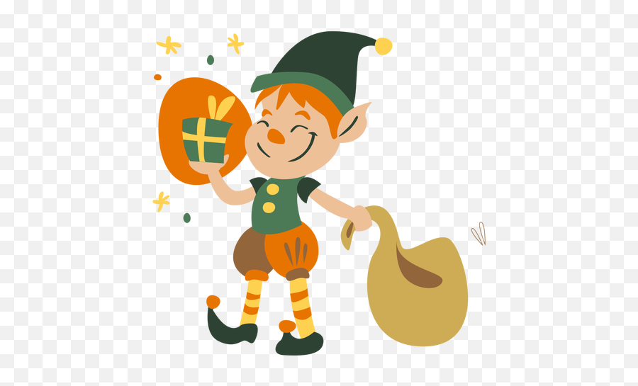 Lindo Elfo De Navidad Presente - Descargar Pngsvg Transparente Elfo De Navidad Png Emoji,Emoticon Presente