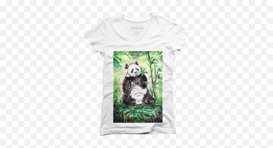 Panda Juniorsu0027 V - Neck Tshirts Design By Humans Short Sleeve Emoji,Tskull Emoticon