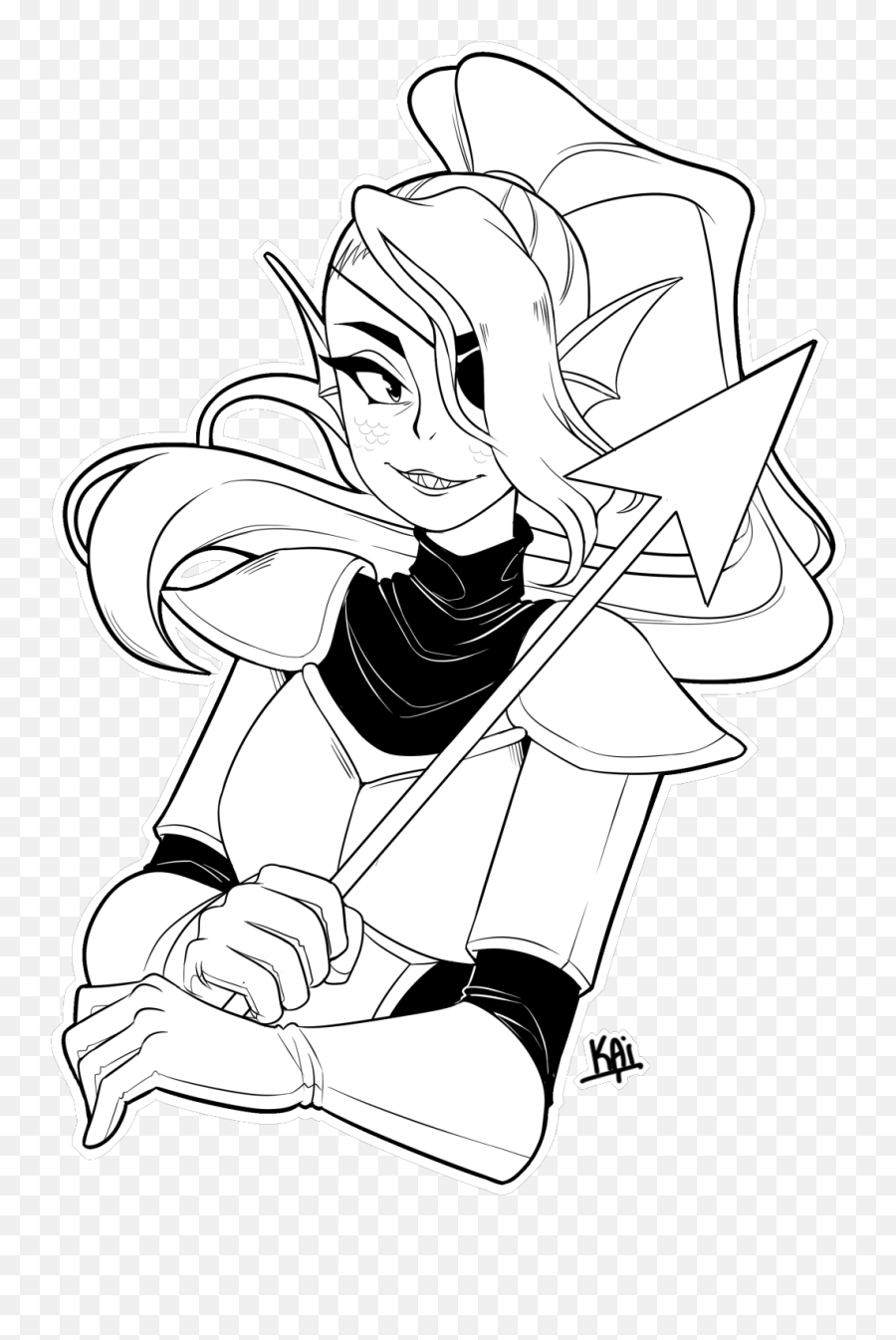 Inked Undyne - Coloring Page Undertale Undyne Emoji,Undyne Emotions Meme