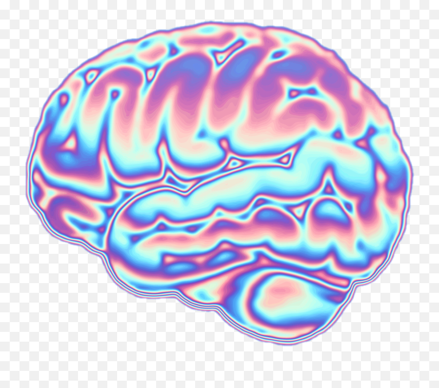 Holo Holographic Vaporwave Sticker By Dinaaaaaah - Brain Emoji,Brain Emoji Png