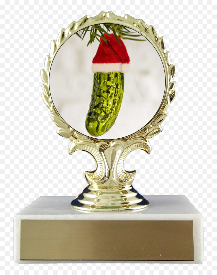 Christmas Pickle Logo Trophy On Flat White Marble Emoji,Pickle Emoji