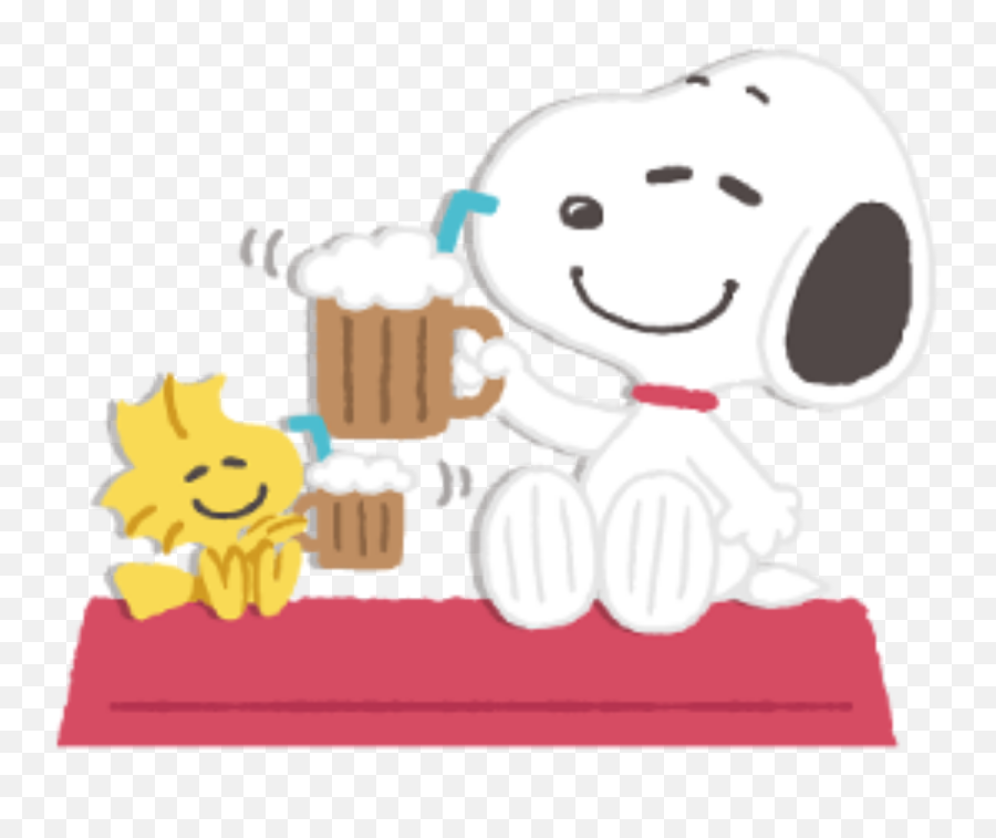 Snoopy Woodstock Cheers Sticker By Miumiuu003d - U003d Snoopy Woodstock Cheer Gif Emoji,Snoopy Emoji