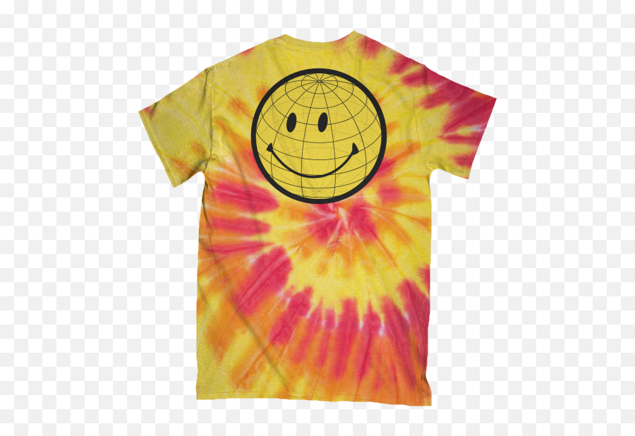 Acid Techno Smiley Noir - Short Sleeve Emoji,Flip Th Ebird Emoticon