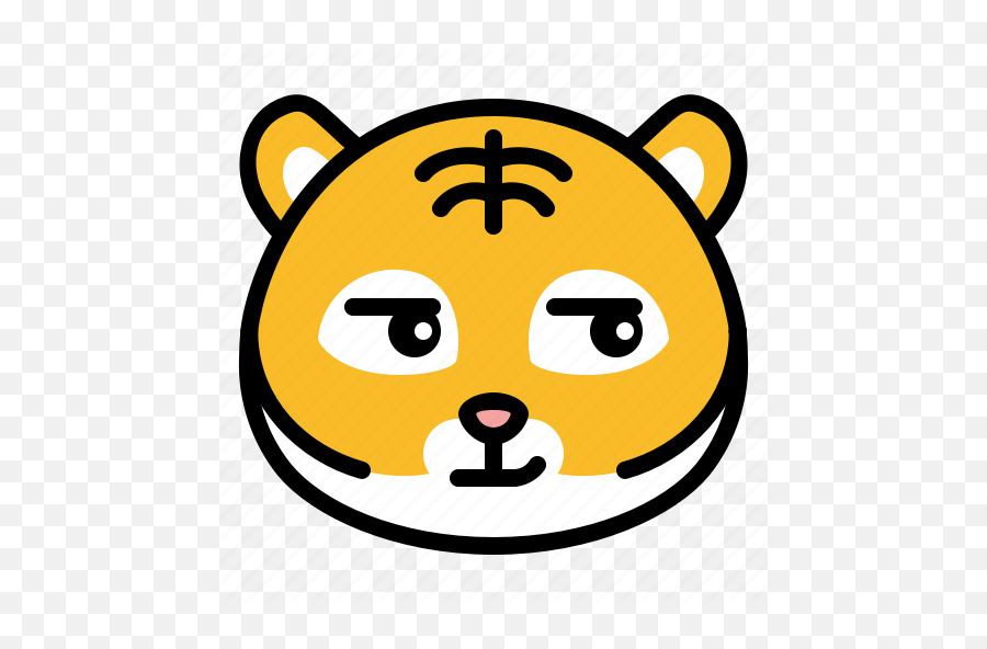 Animal Emoji Smirk Smirking Tiger Icon - Download On Iconfinder Desenho Do Rosto De Um Porco,Smirking Emoji