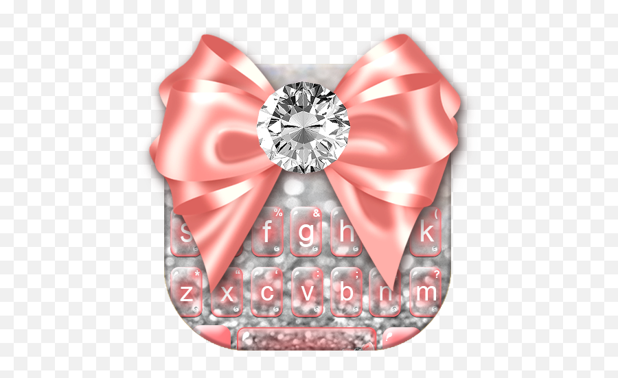 Pink Diamond Bow Keyboard Theme - Girly Emoji,Pink Ribbon Emoticon Android