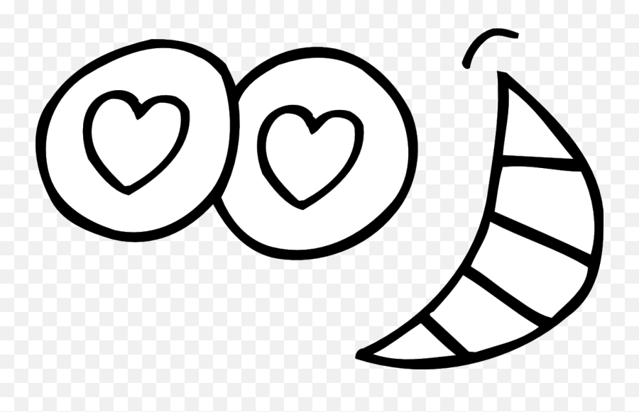 Eyes Coloring Page - Heart Eyes Clipart Black And White Emoji,Heart Eyes Emoji Coloring Pages