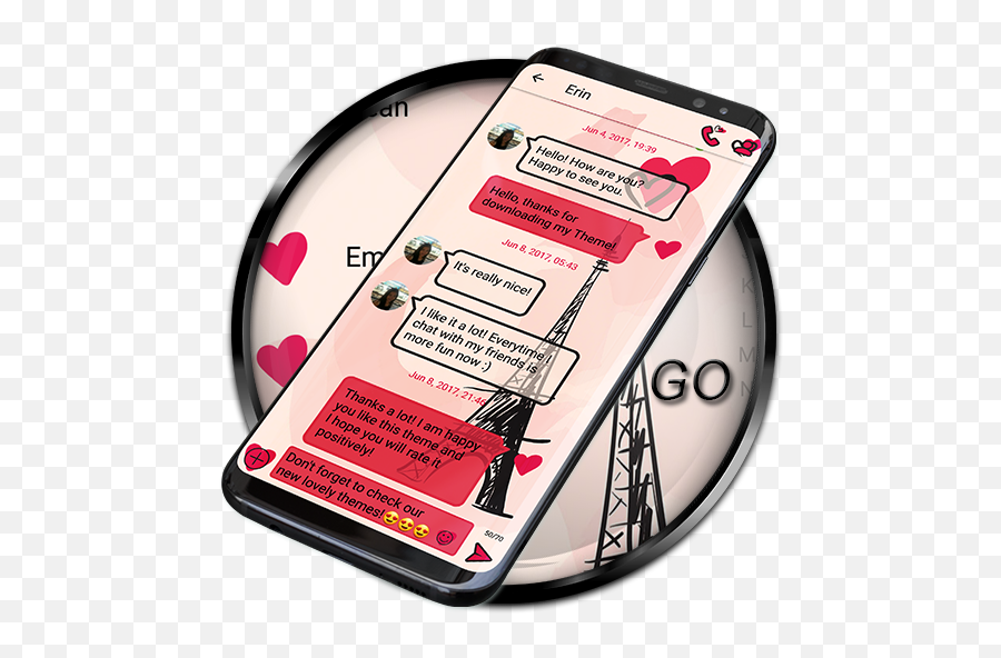 Sms Theme Love Paris Pink Text - Smartphone Emoji,Romantic Emoji Messages