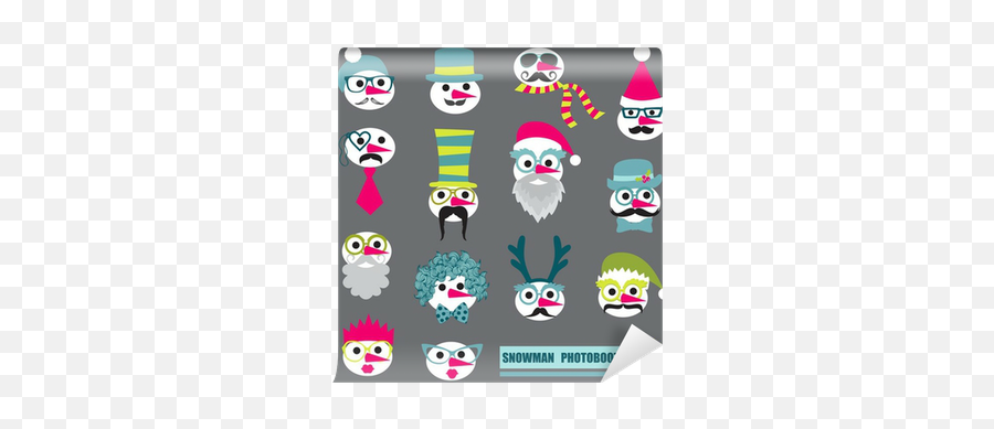 Photobooth Snowman Party Set - Glasses Hats Lips Mustache Emoji,Emoticon Glasses Hat