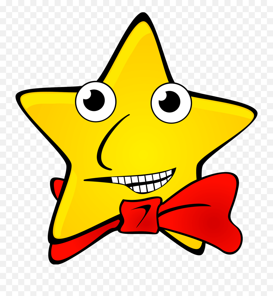 Star Wearing A Red Bowtie Clipart Free Download Transparent - Funny Star Face Emoji,Red Bow Emoticon