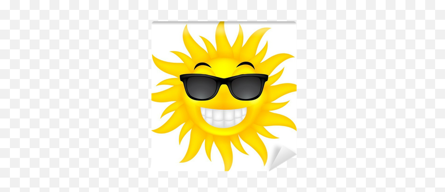 Wall Mural Happy Summer Sun With Glasses - Pixersus Emoji,Sun Happy Face Emojis