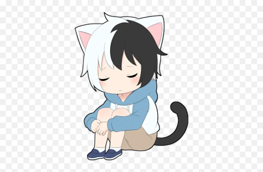 Telegram Sticker From Black And White Cat Boy U2022 Pack Emoji,Cat Emoji Black And White