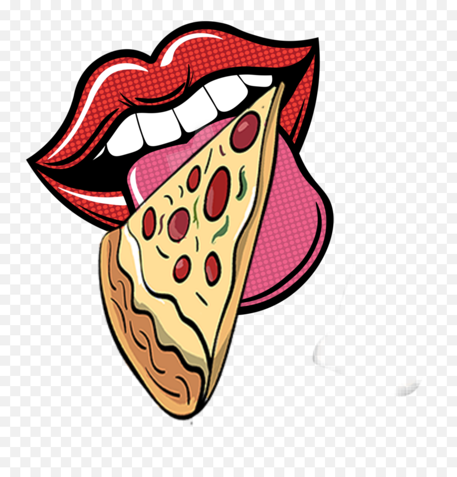 Pizza Popart Mouth Sticker - Girly Emoji,Triangle Mouth Emoji