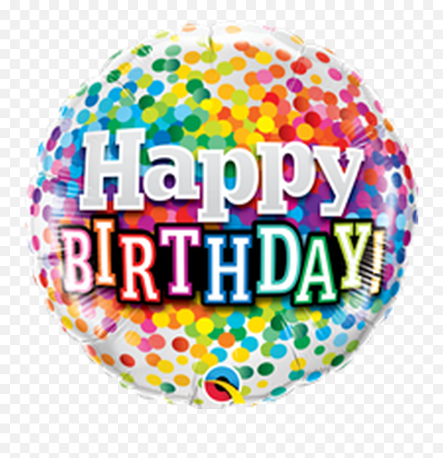 Happy Birthday Rainbow Confetti Balloon - Happy Birthday Mylar Balloons Emoji,Confetti Emoji Png