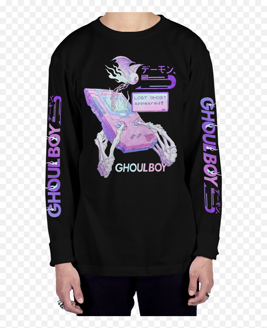 Ghoulboy Long Sleeve Tee - Vapor95 Shirt Emoji,Biys Graphic Emoji Long Sleeves