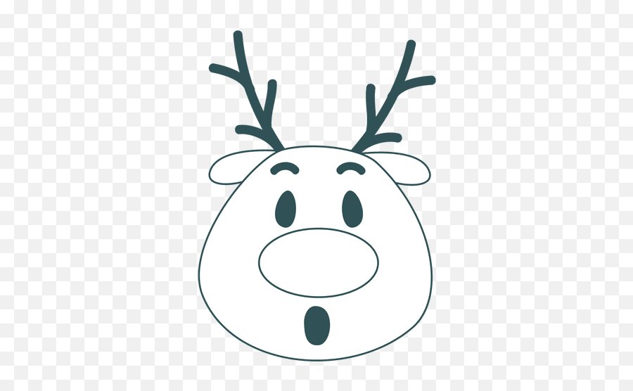 Surprise Reindeer Face Green Stroke - Trazos De Caras De Reno Emoji,Reindeer Emoji