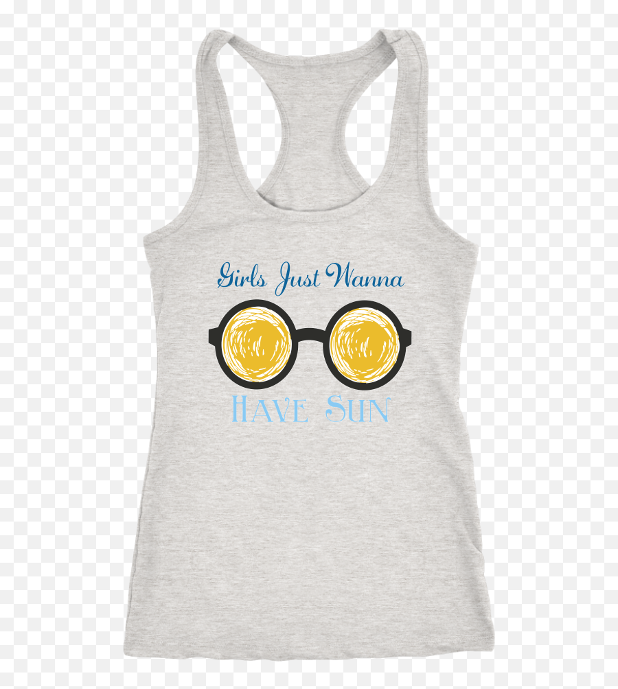 Girls Just Wanna Have Sun - Womenu0027s Racerback Summer Emoji,Funny Dog Emoticon