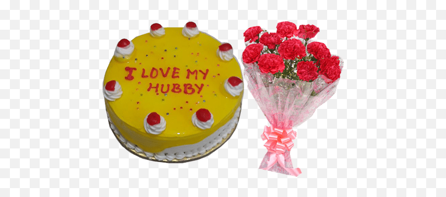 Pure Love Combo Pineapple Cake U0026 Flower Bouquet Free Emoji,Birthday Cake Email Emoji