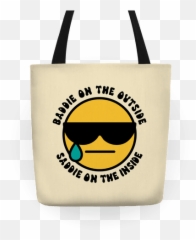 Baddie On The Outside Saddie On The Inside Totes Lookhuman Emoji,Sunglasses Going Down Emoji