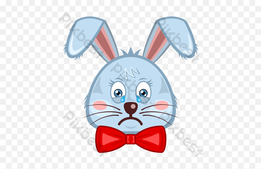 Bunny Head Rabbit Face Crying Cartoon Isolated Eps Png Emoji,Blue Face Emoji Crying