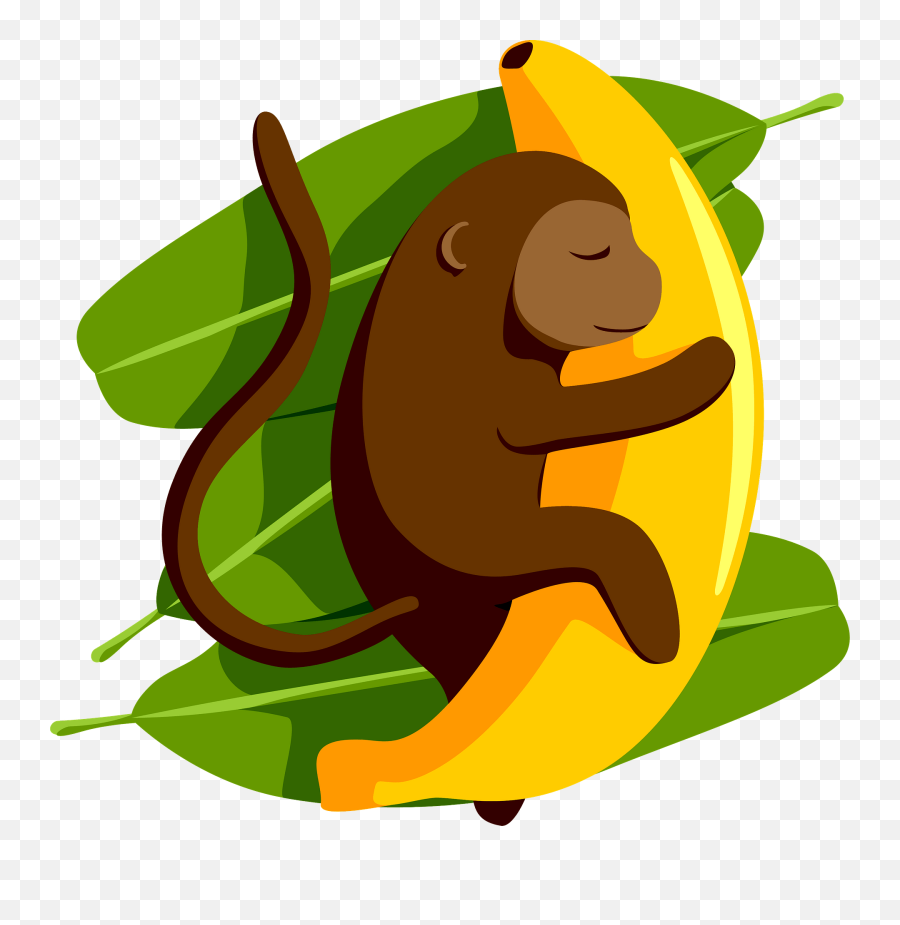 Monkey Hugging Banana Clipart - I Love Bananau0027s Funny Tecknade Söta Apor I En Djungel Emoji,Dancing Monkey Emoji
