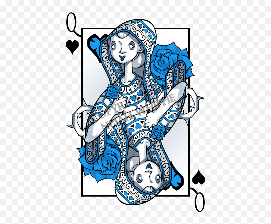 Blue Rose Playing Cards Designed - Transparent Png Queen Card Png Emoji,Queen Card With Two Emotions Tattoo