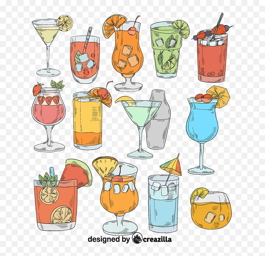 Set Of Cocktail Vector - Wine Glass Emoji,Margarita Emoticons