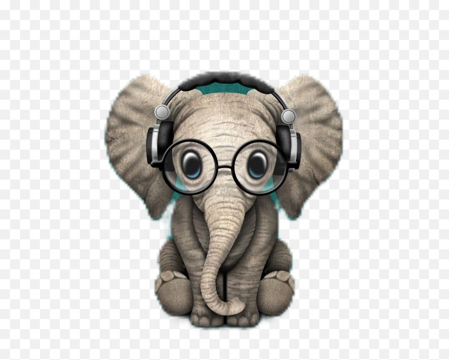 Elephant Cute Animal Earphones Sticker By Melinamakri - Elephant With Headphones Emoji,Elephant Emoji