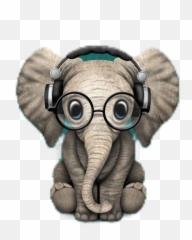 Elephant Cute Animal Earphones Sticker By Melinamakri - Elephant With Headphones Emoji,Elephant Emoji
