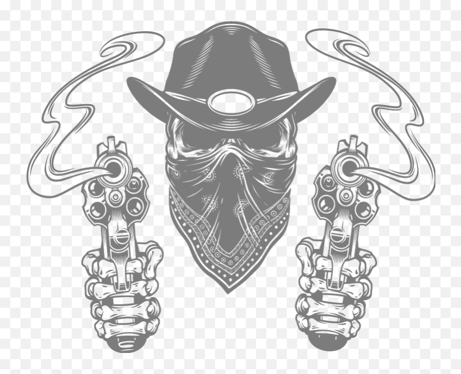Cowboy Skull And Bandanna T - Shirt Skull With Cowboy Hat Emoji,Cowboy Bandit Emoticon