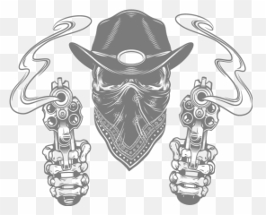 Cowboy Skull And Bandanna T - Shirt Skull With Cowboy Hat Emoji,Cowboy Bandit Emoticon
