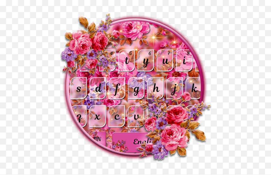 Pink Rose Garden Keyboard Theme - Floral Emoji,Pink Rose Emoticon Meaning