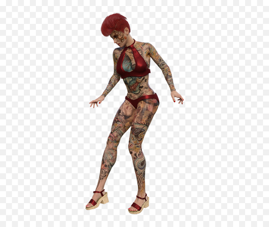Free Photo Fashion Tattoo Sexy Woman - Bodypaint Model Emoji,Lion Split Emotion Tattoo