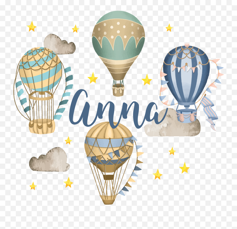 Blue Balloons With Stars Illustration - Vintage Globo Aerostatico Dibujo Emoji,Hot Wind And Balloon Emoji