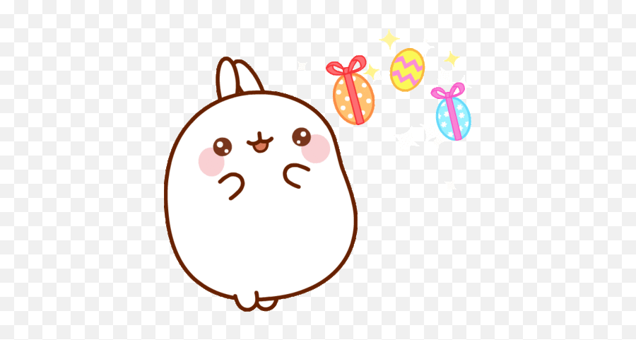 Happy Surprise Sticker By Molang Molang Molang Wallpaper - Happy Easter Gif Molang Emoji,Mystic Messenger Emoji Gif