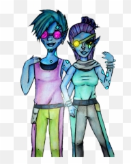 Drawing Alien Girl Guy Blue Sticker By Brit Rondeau - Standing Around Emoji,Alien Emoji Costume