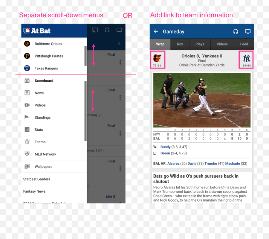Design Critique Mlbcom At Bat Android Application U2013 Ixdpratt - Baseball Protective Gear Emoji,Emotion In Baseball