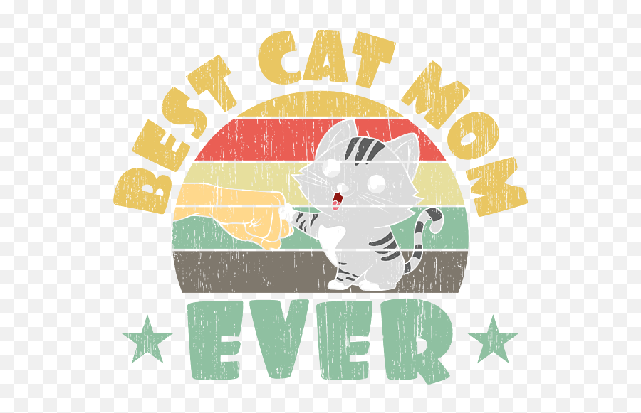 Best Cat Mom Ever Retro Vintage Theme - Cat Emoji,Cat Pulling Out Claws Emoticon >:3