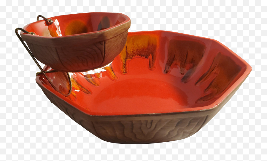 Mid Century Drip Glaze Calif Usa Large Serving Bowl Home - Usa Red Chip And Dip Bowl Emoji,Westie Emoticons