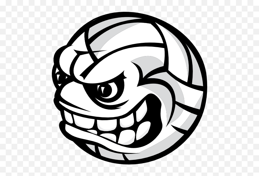 Volleyball With Angry Face Sticker Emoji,Angry Emoticon Black