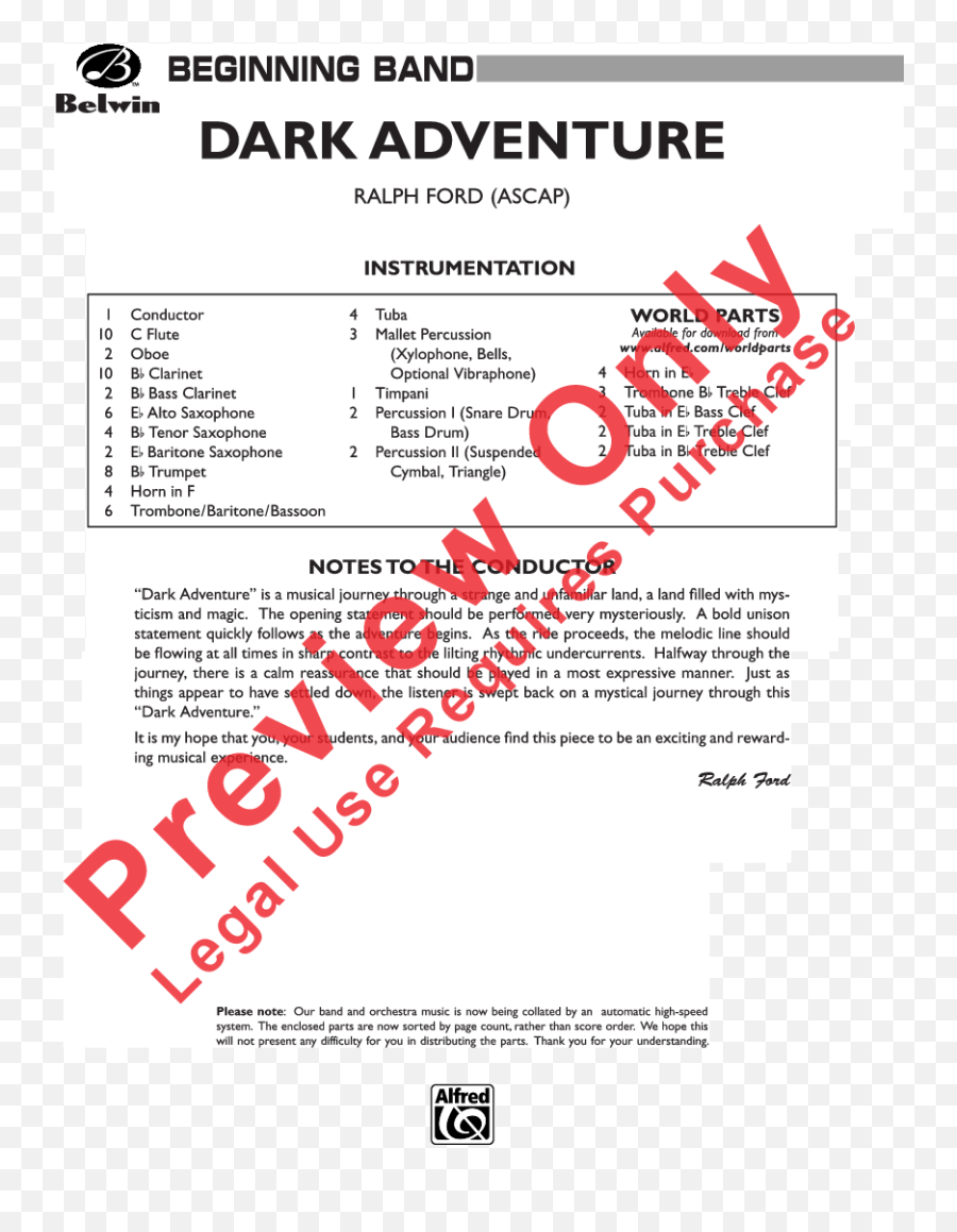 Dark Adventure By Ralph Ford Jw Pepper Sheet Music - Serenade To A Cuckoo Tenor Sax Emoji,Dark Emotions List