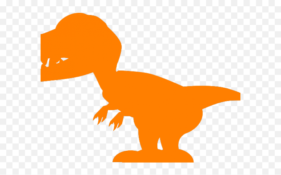 Orange Clipart T Rex - Baby T Rex Clipart Transparent Silhouette Dinosaur Clip Art Emoji,No Trex Emoji?