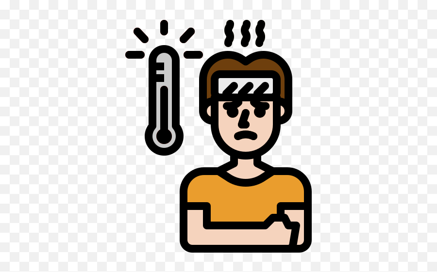 Fever Sick Temperature Thermomete - Outline Image Of Reading Emoji,Emoticons Fever