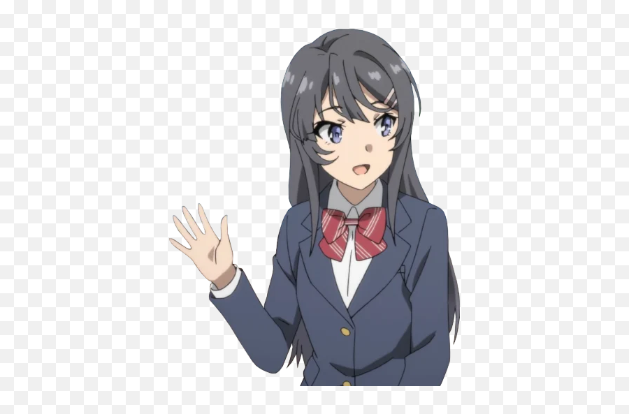 Telegram Sticker 51 From Collection Seishun Buta Yarou Wa - Waving Goodbye Emoji,Senpai Emoji