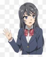 Telegram Sticker 51 From Collection Seishun Buta Yarou Wa - Waving Goodbye Emoji,Senpai Emoji
