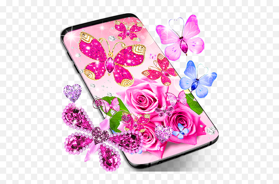 Diamond Butterfly Pink Live Wallpaper - Apps On Google Play Fondo De Pantalla Con Mariposa De Diamantes Emoji,Pink Emoji Wallpaper