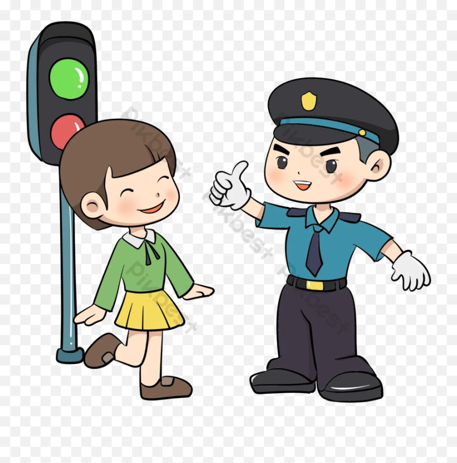 Traffic Police Police Praise Passersby Illustration Png Emoji,Cop Emoticon