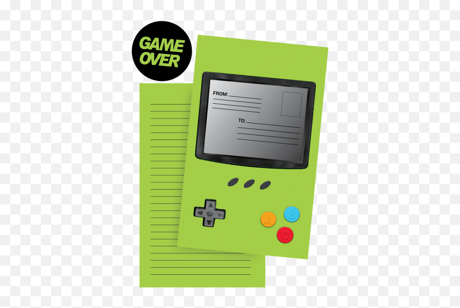 Game Over Foldover Cards - Portable Emoji,Gameboy Emoji