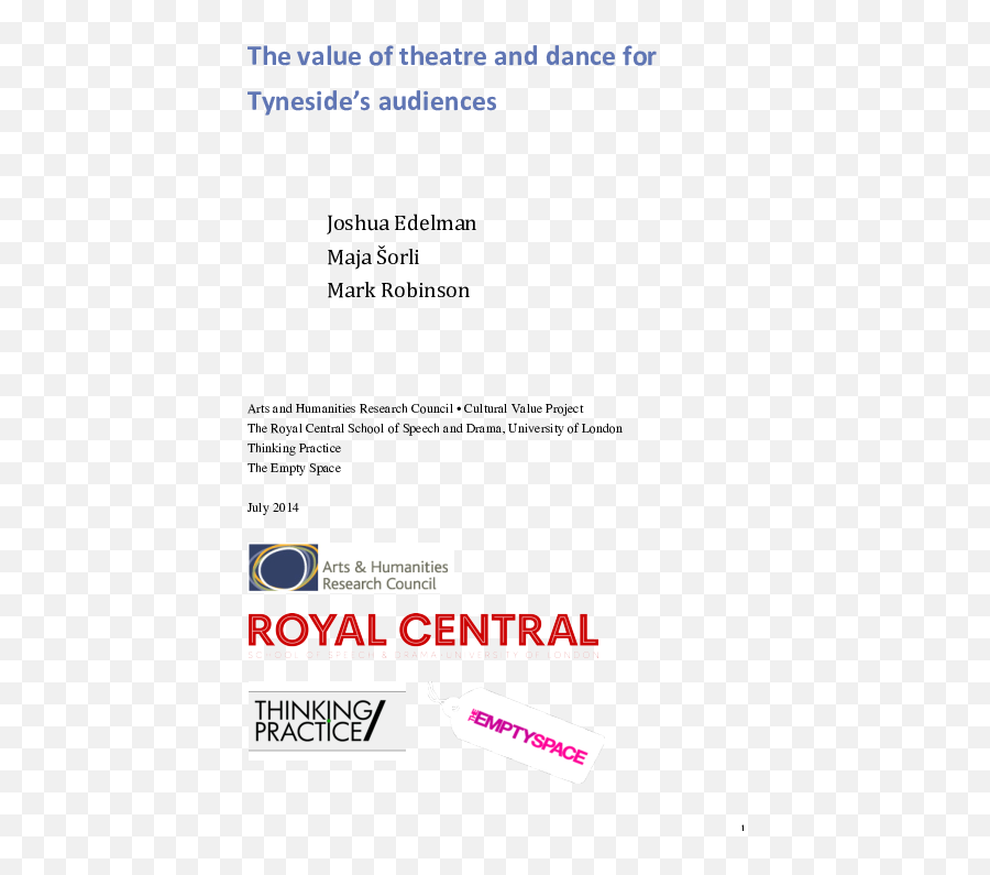 Pdf The Value Of Theatre And Dance For Tynesideu0027s Audiences Emoji,Mark Lowry Seat Of Emotions Audio Clip